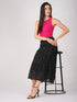 Women's Stretchy Knitted Halter Neck Fuchsia Crop Top