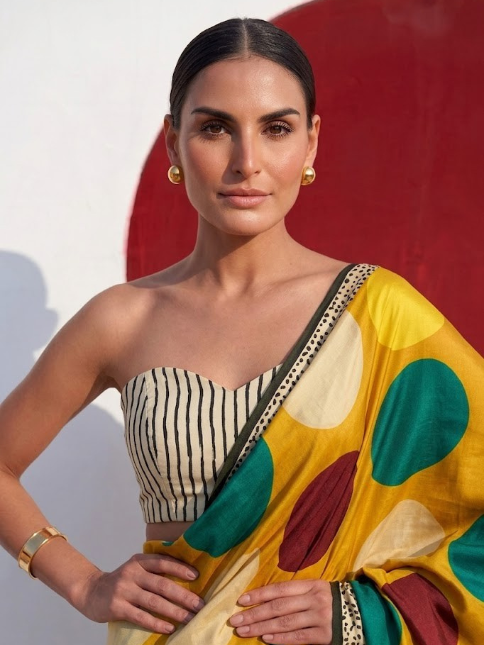 Modal Silk Multicolor Hand Block Printed Saree with Blouse Fabric