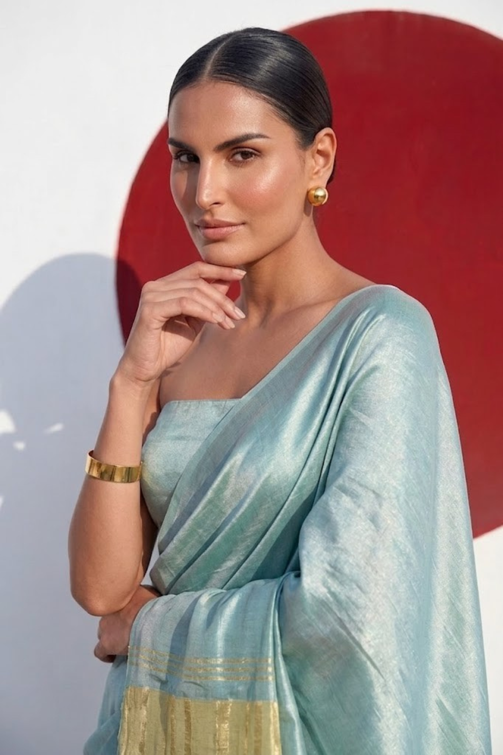 Gajji Mint Silk Saree with Zari Pallu with Blouse Fabric