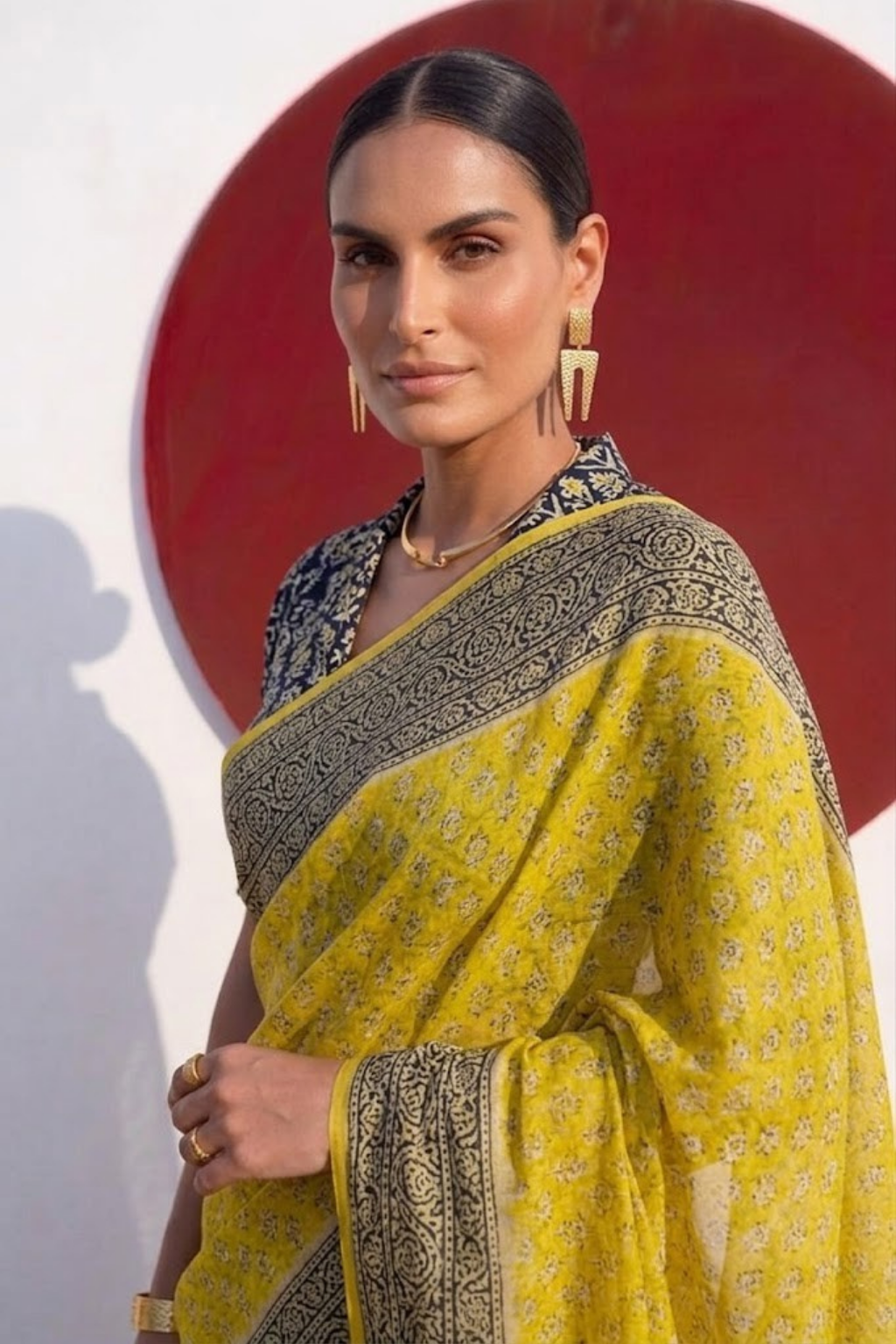 Yellow and Grey Pure Silk Kota Printed Saree with Blouse Fabric