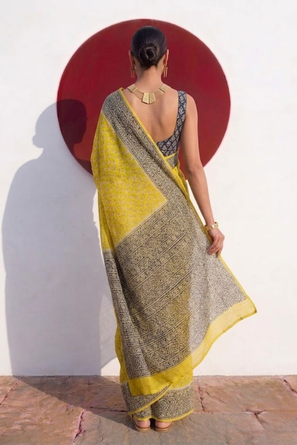 Yellow and Grey Pure Silk Kota Printed Saree with Blouse Fabric