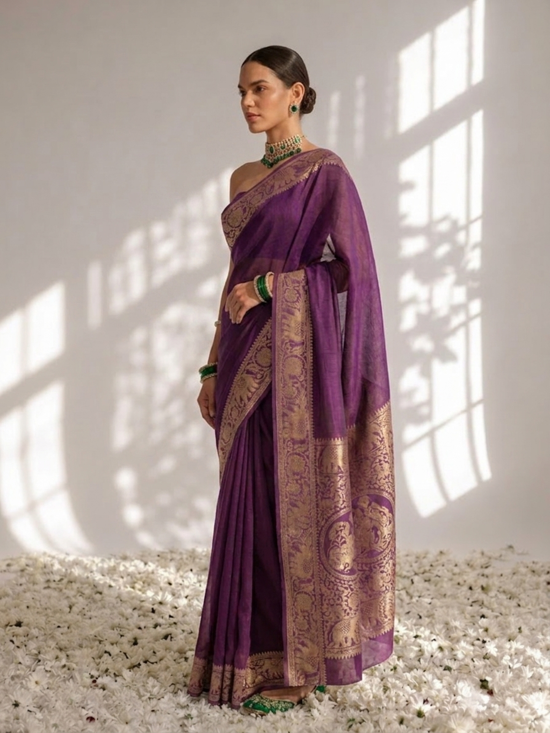 Dola Wine Border Silk saree with Zari Border and Blouse Fabric
