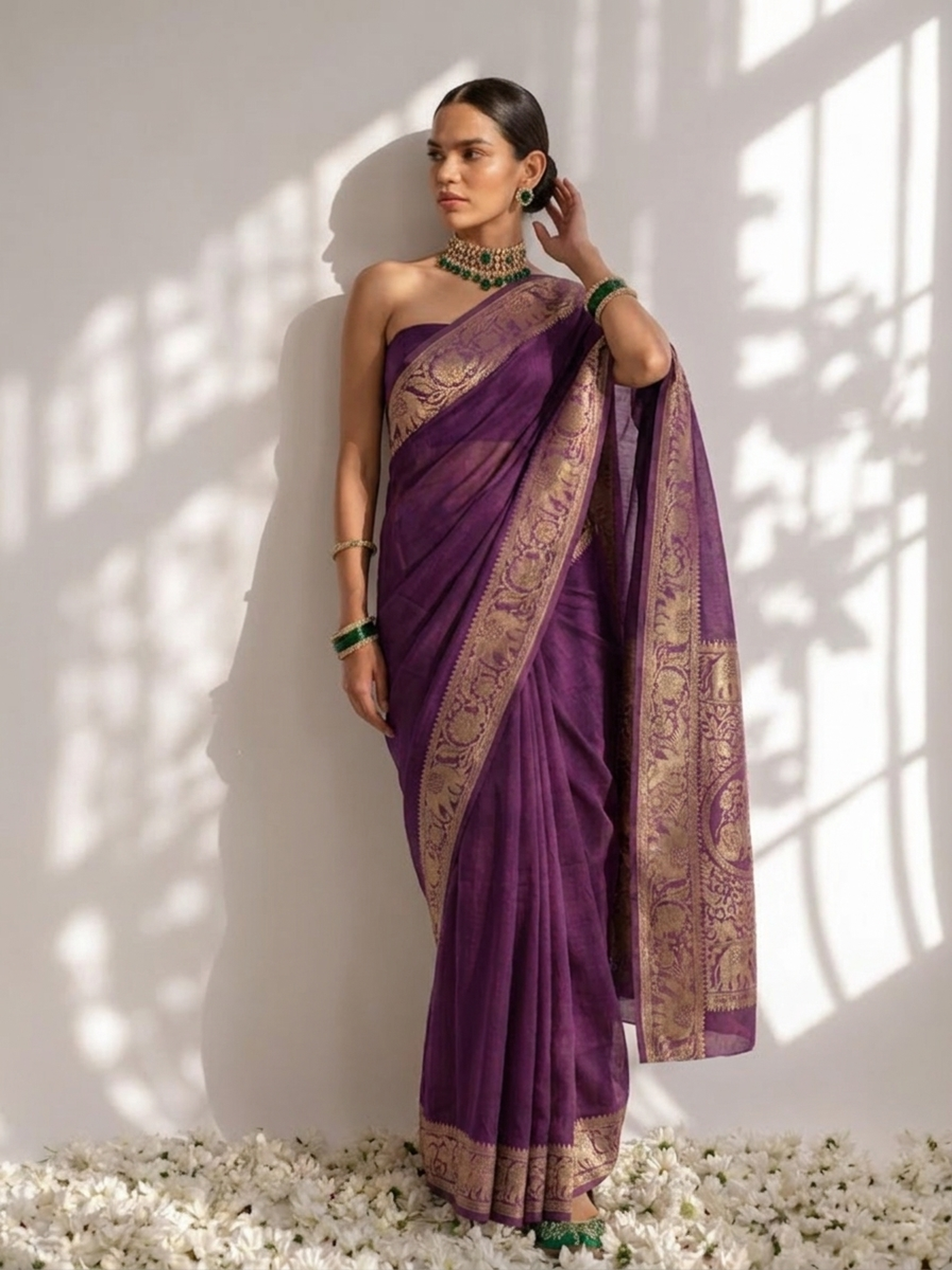 Dola Wine Border Silk saree with Zari Border and Blouse Fabric