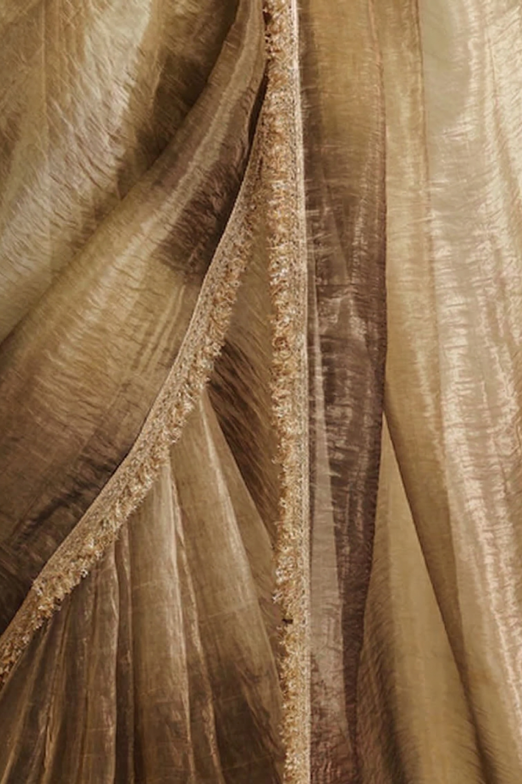 With Ready Blouse - Grey Lilac Magic Metallic Saree with Lace and Grey Jacqard Blouse