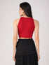Women's Stretchy Knitted Halter Neck Red Crop Top