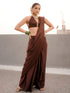 Romano Coffee Posh Saree with Diamonds and Blouse Fabric