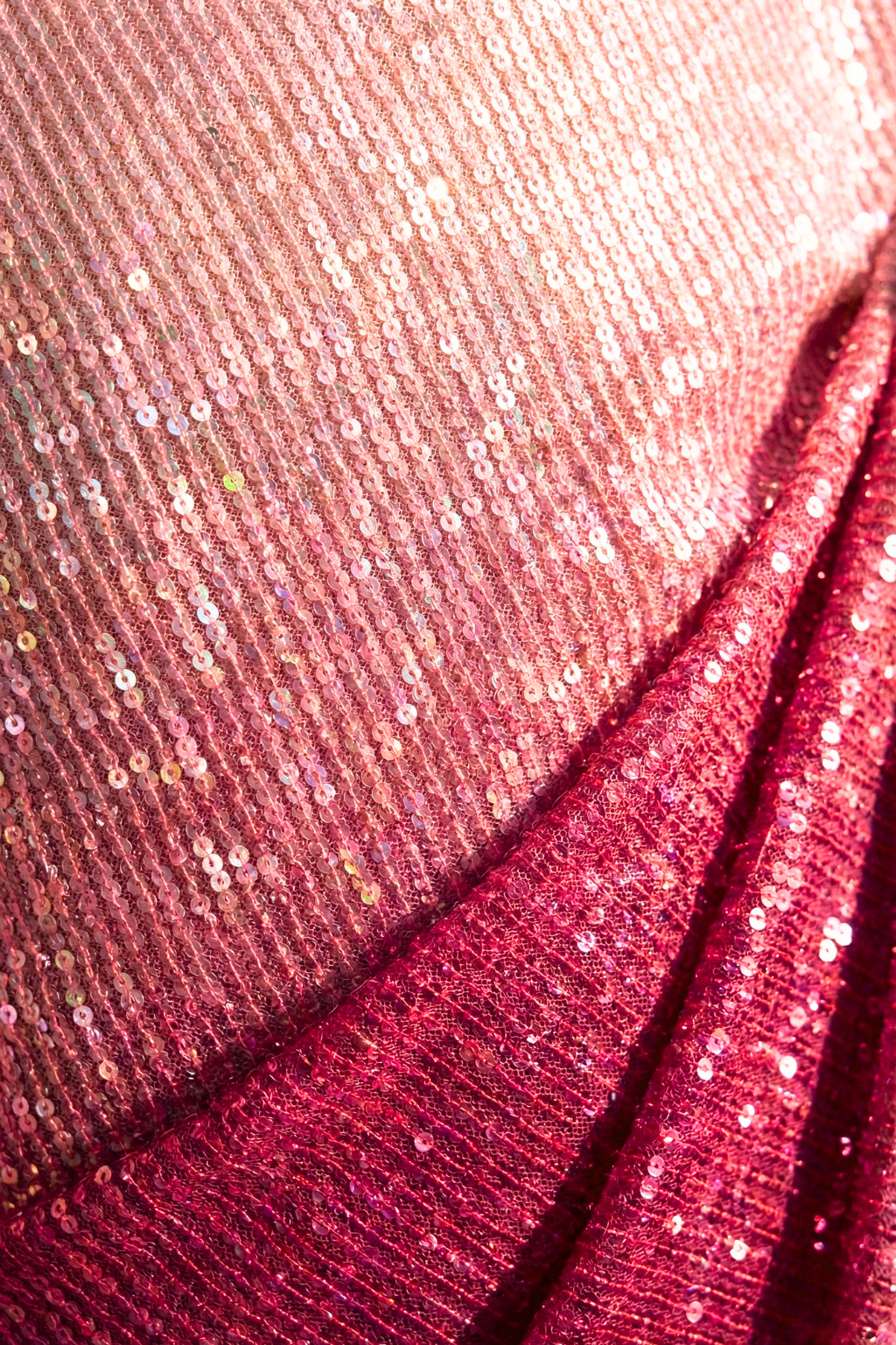 Barbie Pink Ombre' Knitted Sequin Saree with Blouse Fabric