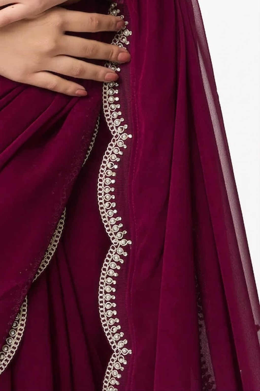 Rebel Georgette Saree with Beaded Edge with Blouse Fabric