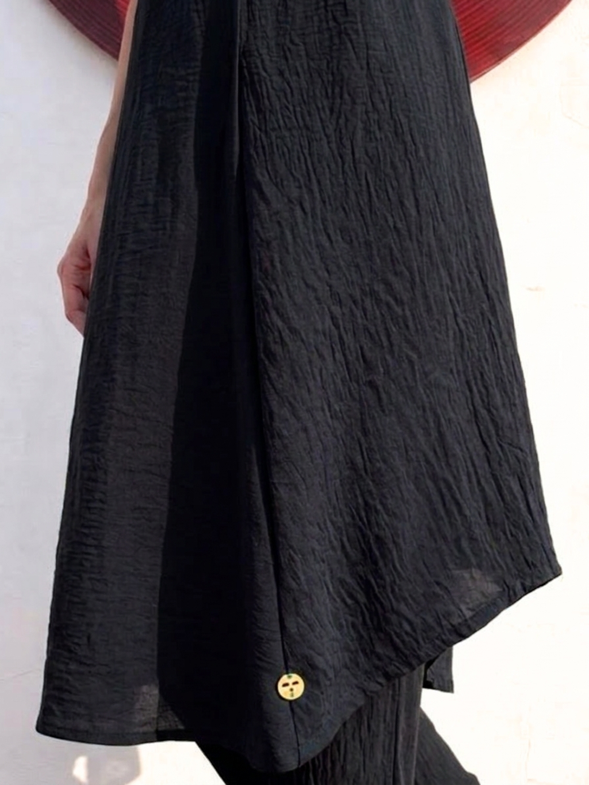 Swtantra Black Easy Addictive Travel Airflow Sleeveless Kurta and Pant Set