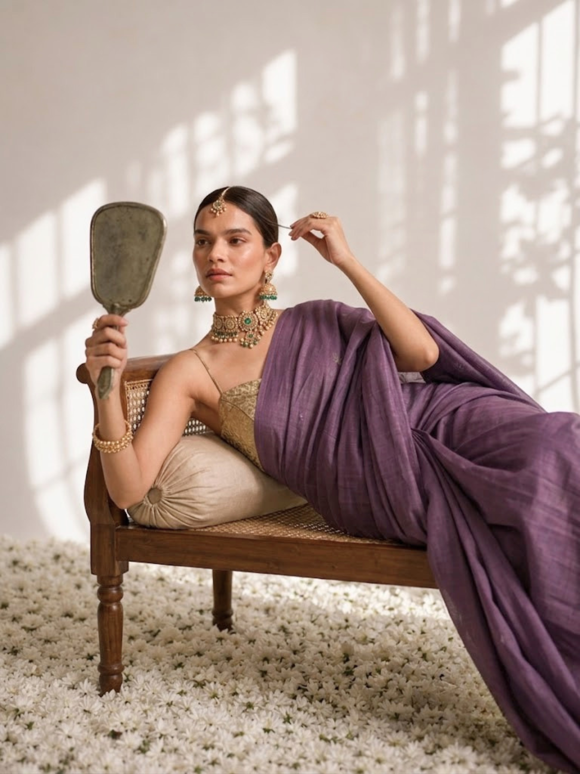 Purple Jasper Soft Silk Blend Bhagalpur Saree with Self Blouse Fabric