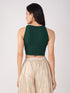 Women's Stretchy Knitted Halter Neck Green Crop Top