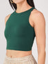 Women's Stretchy Knitted Halter Neck Green Crop Top