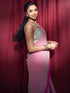 Pre-Draped 1-Minute Pink Georgette with Fuchsia Crepe Saree with Blouse Fabric