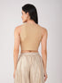 Women's Stretchy Knitted Halter Neck Nude Crop Top