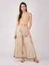 Women's Stretchy Knitted Halter Neck Nude Crop Top