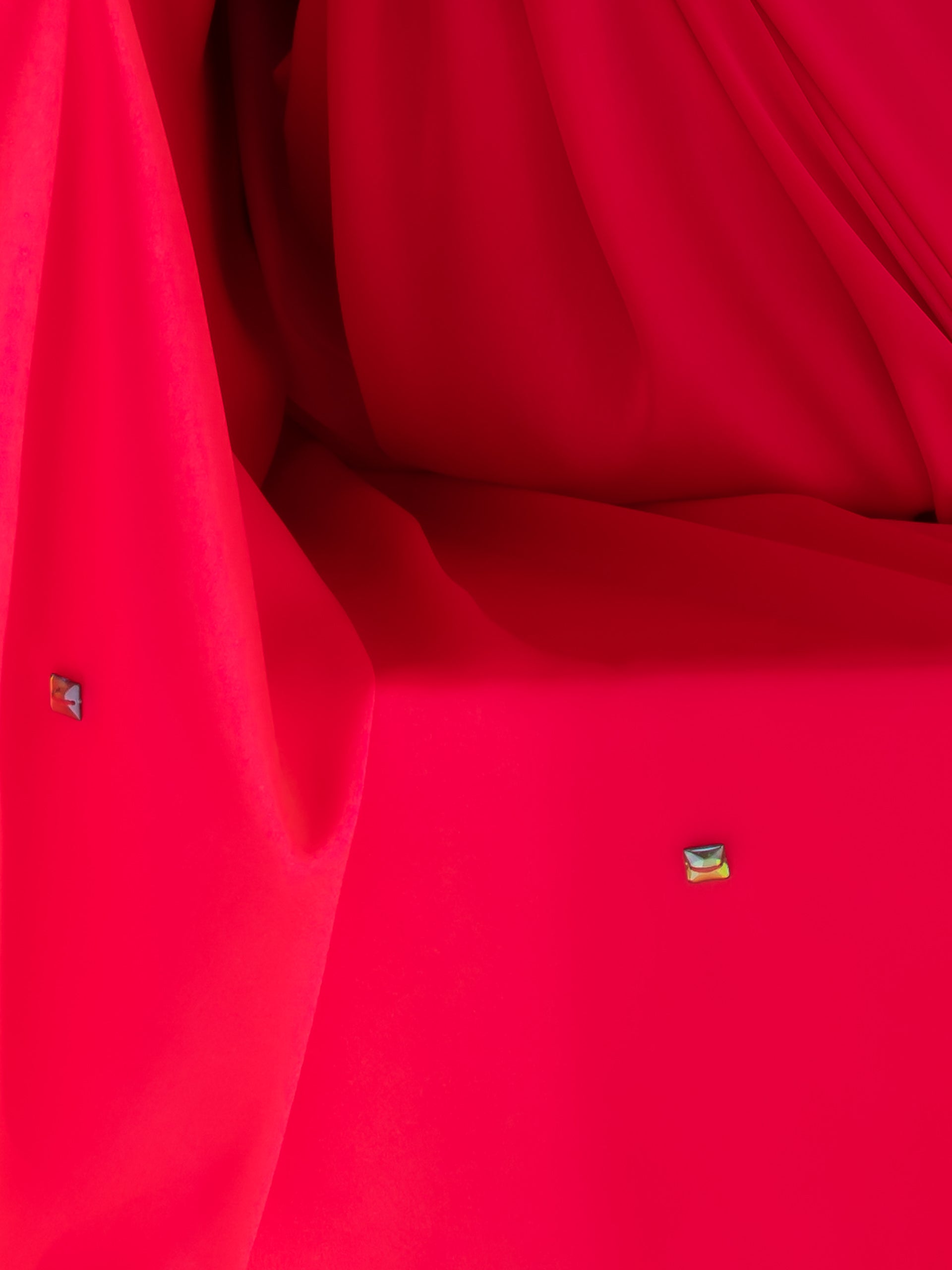Hot Pink Satin Saree with Rainbow Beads and Green Sequin Blouse Fabric