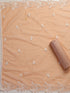 3 Pc Unstitched Suit SET - Peach Beaded and Embroidered Organza Kurta and Border Dupatta with Cotton Pyjama