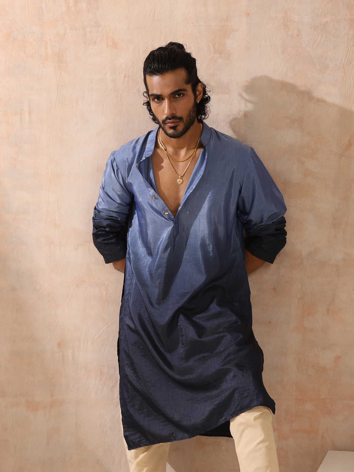 Mens ombre shades of blue kurta