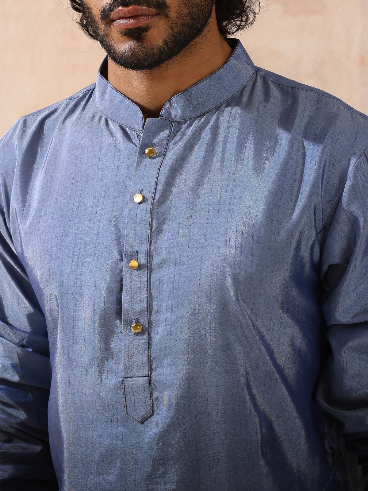 Mens ombre shades of blue kurta — view 2