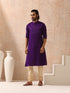 Mens Purple Kurta with Gold Buttons