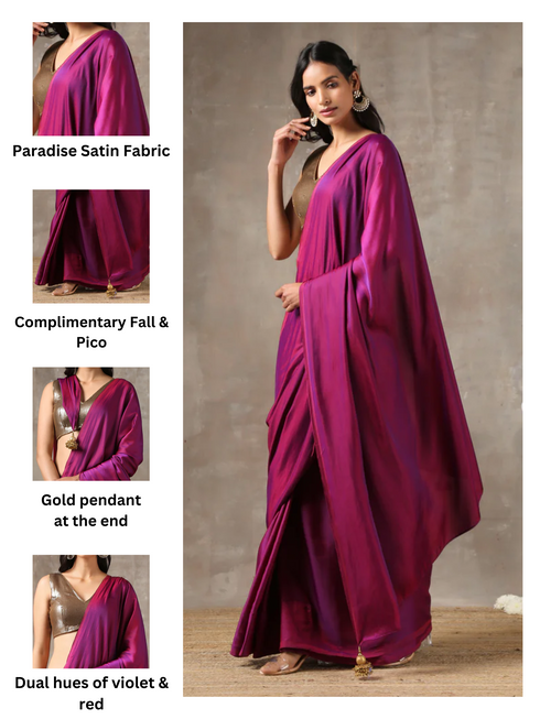 Plum Satin Saree