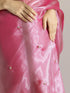 Pink Lotus Satin Organza Saree with Diamond Beads on Pallu