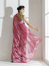 Pink Lotus Satin Organza Saree with Diamond Beads on Pallu