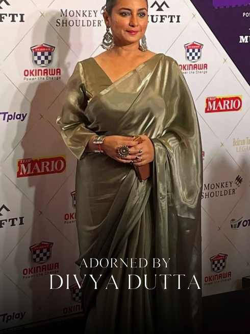 Liquid Gold saree with Lace