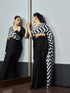 Born Pretty Chevron Triangle Satin Saree with Blouse fabric