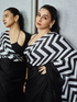 Born Pretty Chevron Triangle Satin Saree with Blouse fabric