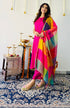 3 Pc Suit Set - Fuschia Lux Sleeveless Suit with Multicolor Dupatta