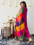 3 Pc Suit Set - Fuschia Lux Sleeveless Suit with Multicolor Dupatta