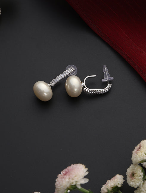 Pearl Diamond Drop Earring