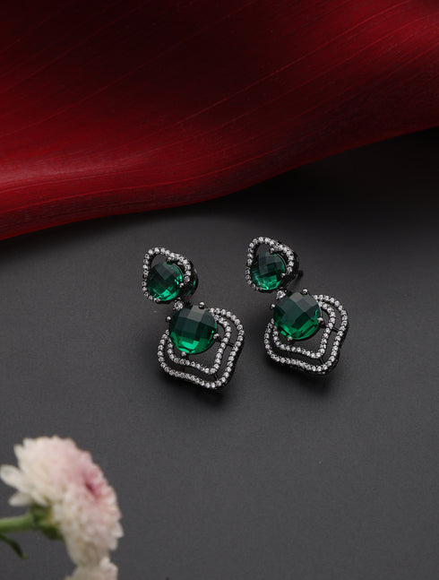 Emerald inverted Leaf Earring