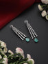 Diamond Lines With Turq Drop Earring