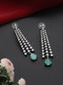 Diamond Lines With Turq Drop Earring