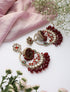 Maroon Color Round Kundan Jhumka Earrings