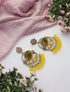 Yellow Color Round Kundan Jhumka Earrings