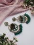 Green Round Color Kundan Jhumka Earrings