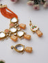 Orange Color Kundan Meena Necklace & Earring Set