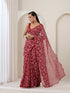 Maroon Hand Chikankari Tepchi Saree with Blouse Fabric