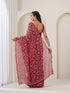 Maroon Hand Chikankari Tepchi Saree with Blouse Fabric