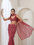 Maroon Hand Chikankari Tepchi Saree with Blouse Fabric
