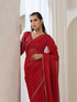 Red Kota Saree with Lace and Blouse Fabric