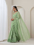 Green Hand Chikankari Tepchi Saree with Blouse Fabric