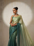 Offbeat Green Ombre Organza Saree with Pendants and Blouse Fabric