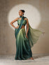 Offbeat Green Ombre Organza Saree with Pendants and Blouse Fabric