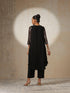 Women's Black and Bronze Sequin Kurta with Korean Fabric Pants 2 Piece Set | A-Line, V Neck, 3/4 Sleeves, Pants, Partywear, (Korean Fabric)