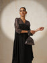 Women's Black and Bronze Sequin Kurta with Korean Fabric Pants 2 Piece Set | A-Line, V Neck, 3/4 Sleeves, Pants, Partywear, (Korean Fabric)
