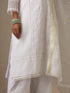 Women's White Kota Cotton Phulkari Embroidered Kurta with Dupatta and Pyjama 3 Piece Set | A-Line, V Neck, 3/4 Sleeves, Pyjama, Work Wear, Festive Wear, (Kota Cotton)